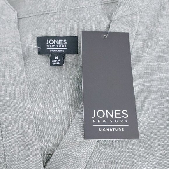 NWT JONES NEW YORK Basil green linen blend cap sleeve casual top - Picture 11 of 16